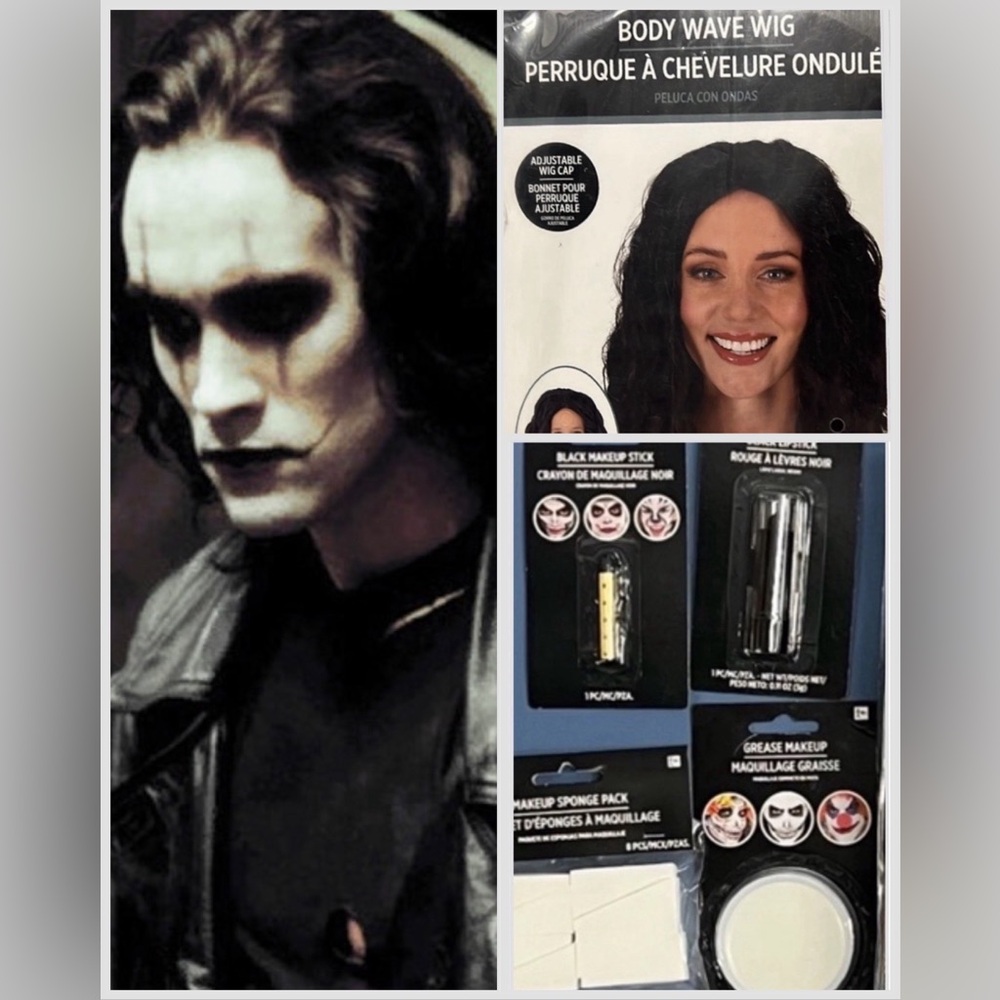 The Crow Eric Draven Brandon Lee Wig with Makeup Kit